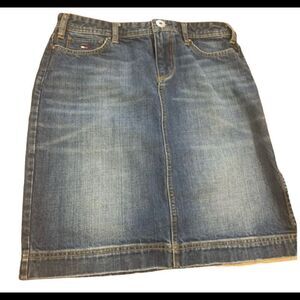 Tommy Hilfiger Distressed Denim A-Line Mini-Skirt, Size 4‎